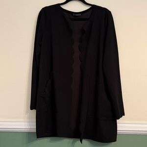 SHEIN Black Scalloped Lightweight Cardigan women’s blazer Long-sleeves Size L